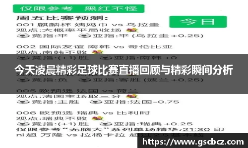 今天凌晨精彩足球比赛直播回顾与精彩瞬间分析